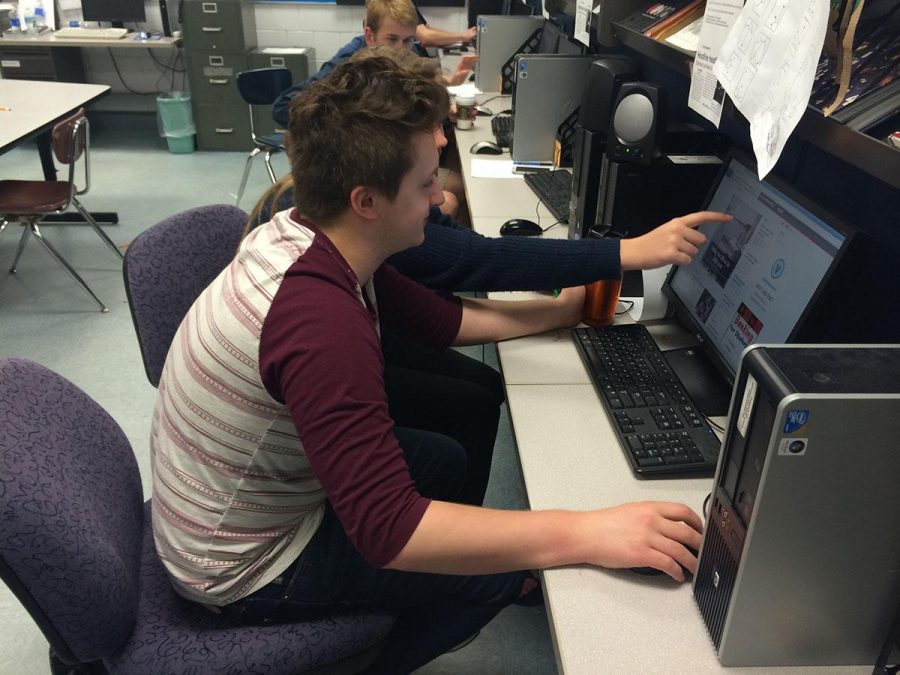 
Senior Paul Hudachek works hard to make the publication as strong and high quality as his individual writing. “I felt pretty content with my writing and design portfolios,” said Hudachek upon compleating his application.