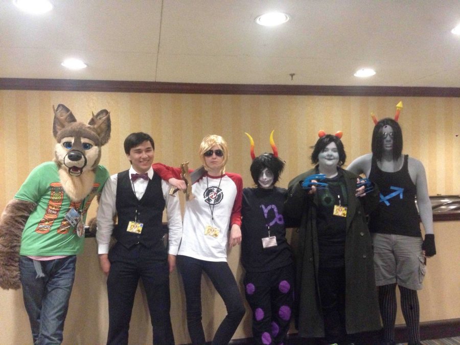 

From left to right, Drew Maiers, Cole Funk, Emma Bliven, Joey DeWaele, Annie Pooler and Ben Reeves are in costume as some of their favorite characters for Anime Detour. The convention is for fans of certain tv shows, animes, comics, etc., to meet and interact.