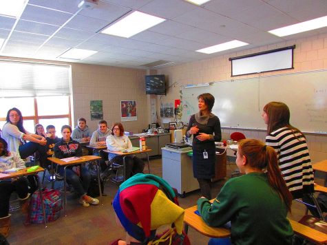 Photo by Paul Hudachek  Kasak-Saxler teaches her students French during the day and is also a favorite of the students. “I learned to really try hard with my French from her. I would consider her as a role model because I admire that she has kept up with French over all these years, and I want to do the same,” said senior Chandler Stormo. 