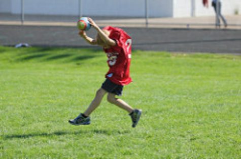 Pictured here is another adaptive football athlete.  The kids were taught the basic of football like catching throwing and scoring touchdowns. Football Coach Beau Labore said, Our program started in 2006 to basically spread the joy of football making the connection that we do have some adaptive sports but we dont have adaptive football.