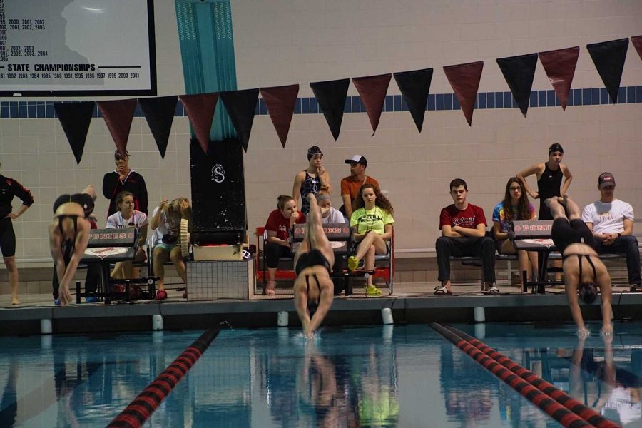 The girls swim and dive team worked hard to get 125 consecutive wins.