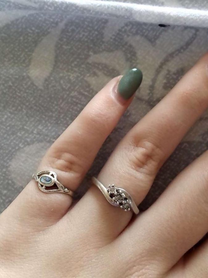 Junior Addie Scholtes never leaves her house without her rings on, they have become an essential for her everyday outfit. I literally never take them off, they are so simple and intricately designed so they go with everything, Scholtes said.