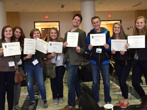 Seniors of the Pony Express proudly stand together with their awards from the MHSPA convention. The feeling for your work being honored is marvelous and it makes me thankful to work with Mrs. Steil and the rest of the Pony Express staff! Jordan Fulin stated.