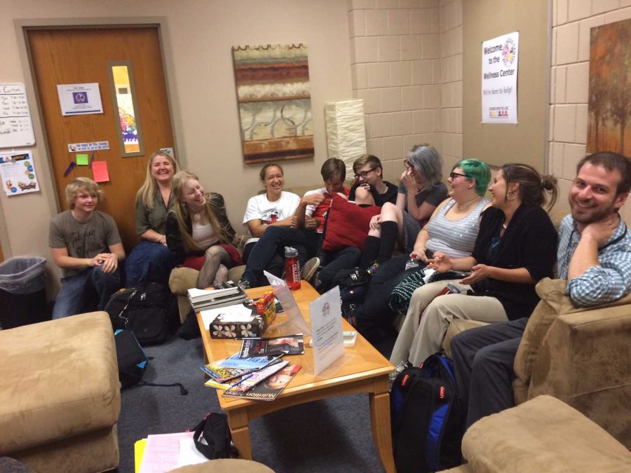 The entire GSA group spending time together and are really close with each other as they enjoy their weekly meeting.