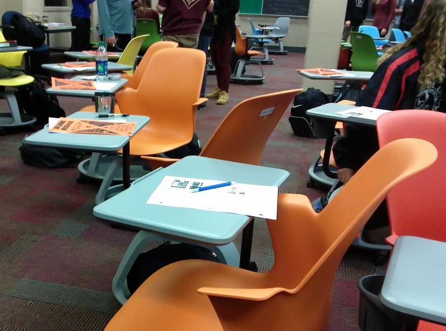 In the flex room, chairs move just like the students. THis give kids more mobility, however, does not mean they always use them.