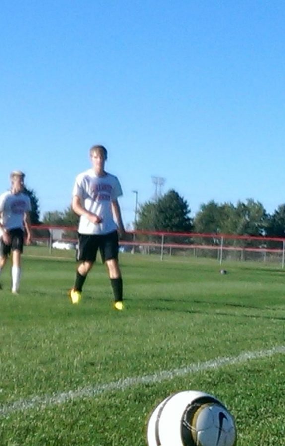 Kai Knudson moves twoards the ball after being kicked out of bounds at his JV Soccer game last Tuesday