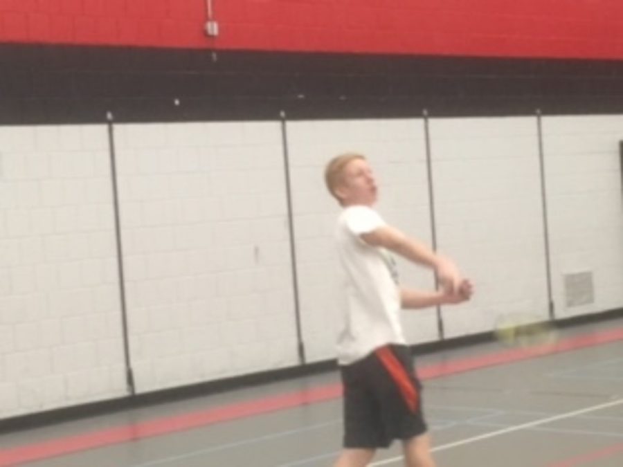  Junior Joe Weber is preparing for the badminton tournament. Weber explained why he participated, I love badminton, doing it for school spirit and I love it.