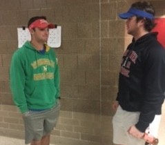 Badminton participants and senior team mates Sam Clark and Andrew Hoy were talking before the tournament. Clark explained how to prepare, You have to take 10 min to get in the right mindset and you have to be the birdie.