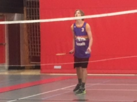 Senior Robbie Dunham is playing in his first match on Nov. 23. Dunham explained his favorite aspect of badminton,I like smashing it, I like how it makes it difficult on the opponent.