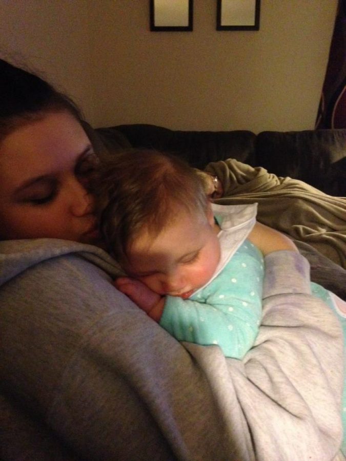 This was taken at Toombs house as Eden was taking a nap on her moms chest. "As I lay in bed tonight, I thank God for my happiness. I love the new me and how much my daughter has changed me completely," Toombs said.