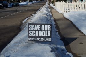 All around district 834 signs displaying “Save Our Schools” are placed in yards and down streets. Community members are also showing support by tying a red ribbon on a tree or their vehicle. “Our community is weary from fighting for what we believe in and it is clear to us that after weeks and the too little two late Q and A sessions with Withrow and Marine this week it is clear that there doesnt seem to be an interest in listening much less acknowledging our perspectives, community member Lance Cunningham says.