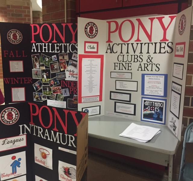 Information about sports, club, academics and activities were all available to students at Pony Possibilities night. They were able to walk around with their parents to observe different things they might be interested in once at the high school. Incoming sophomore Isabel Bartosh says, “I think they should make it a bit longer, because I was not able to go and look at all of the booths they set up.”
