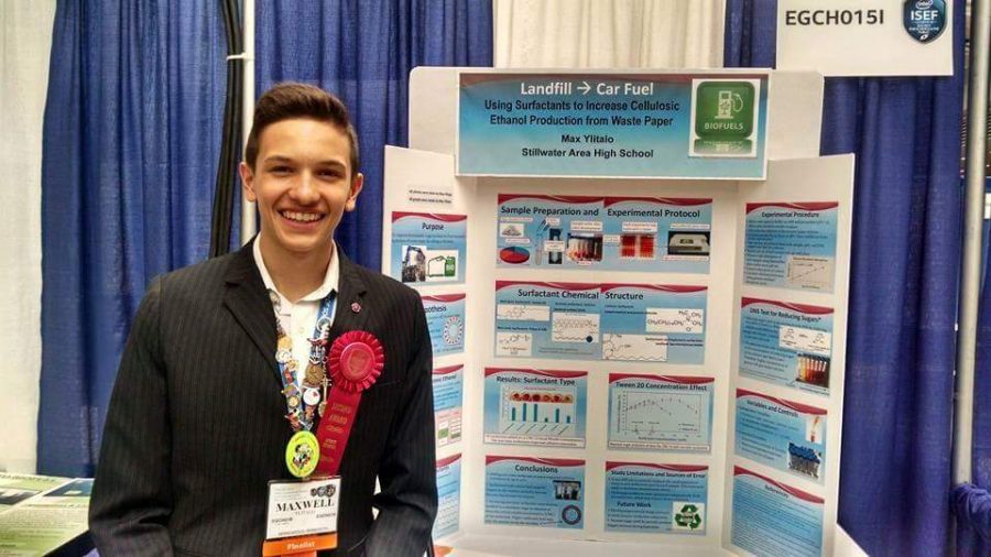 Max Ylitalos recent science fair project recently won not only the Da Vinci Fest, but also the Science Talent Search. He was one of only four chosen from Minnesota. I designed a new method for producing ethanol from waste paper that is more cost effective than using corn. The project is called Experimental Design Optimization of Surfactant Enhanced Waste Paper Hydrolysis Ylitalo said.