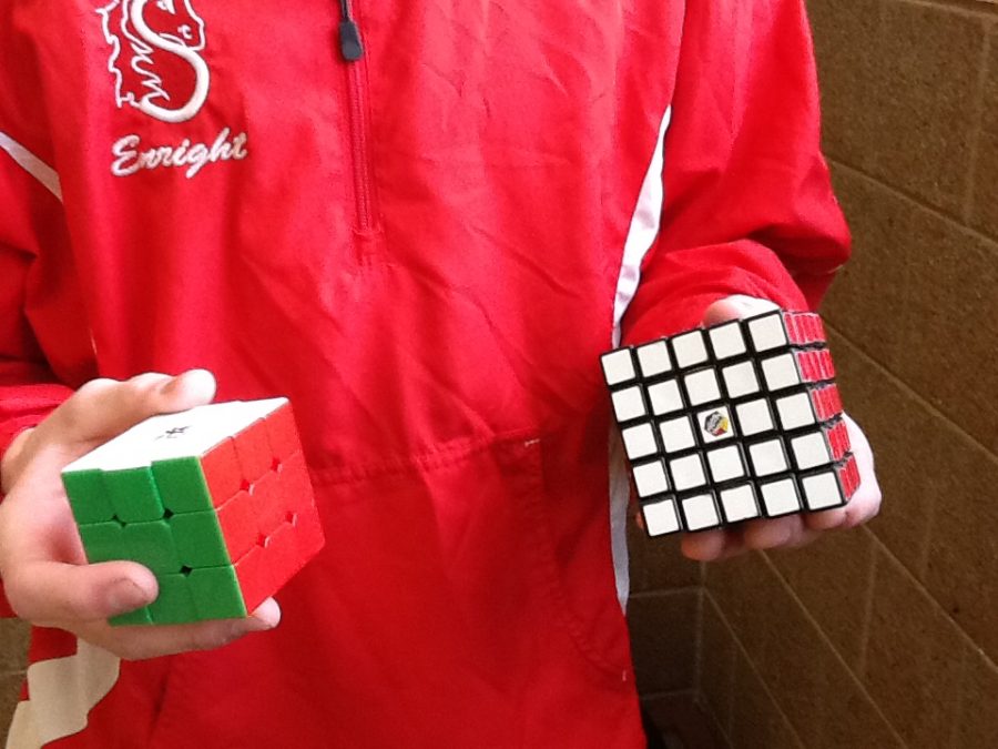 Even though senior Rob Enright first became interested in the Rubik’s Cube many years ago, he still likes to play with one every now and then. He said. “When I was really into it, I used to just sit down, scramble it, and time myself solving. Then I would scramble it and time myself solving it again. Now, I play with it every couple days for about 10 to 15 minutes.”