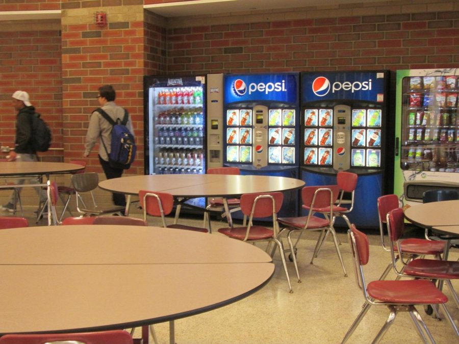Students walk past vending machines at the high school. This is another area that could see change in the final year of the PEP grant. “Right now we’re doing a vending machine pilot at Oakland were the schools purchase their own vending machines and we send a survey out to all the students and they get to pick food based on certain nutrition guidelines. We want to expand that to the other secondary schools,” Van Klei says. 