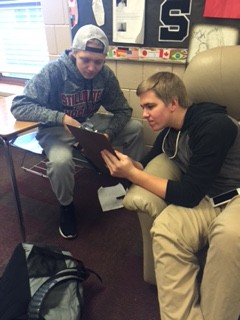 Juniors Noah Jakupciak and Mitch Bailey discuss possible comedy techniques to review and enjoy a laugh together. Mitch Bailey says, I thought it was really fun that people can get together for a few laughs and its a great atmosphere with lots of funny and great people!