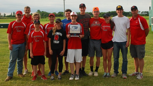 The trap shoot team had success being the Class 4A Conference Champions, members who competed in Minnesota State High School Clay Target League are pictured above. From left:  Justin Thomas, coach Eric Wahlstrom, Calvin Doyle, Eric Stack, John Stack, Emma Germundson, Danny LaQua, Cole Wahlstrom, Luke Simcik, Mathias Hoefferle, Alexis Wahlstrom, Jake Simcik, coach Matt Simcik. 
