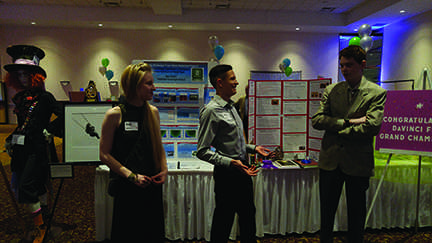 Gina Jostes recently won her third award at The Davinci Fest as an art grand champion. Max Ylitalo, center, was a semifinalist at a national Science Talent Search competition. Nate Farmer, end, another winner of the Twin Cities Regional Science Fair were all present at the event.  A few people made some speeches and the Da Vinci Fest winners were called up to be congratulated,” Jostes said