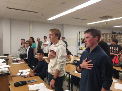 ACP 2 students start sitting down as the Pledge ends
It is really weird that we are forcing these kids, from a young age, to pledge their allegiance to this country, without knowing any better, and without knowing the pros and cons of doing that, Hively explains.