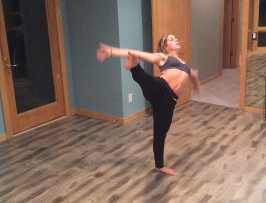 Carson Andringa dances in her basement studio. “I feel like it made me more mature at a really young age”, Andringa talks on how dance shaped her life. Courtesy of Carson Andringa.

