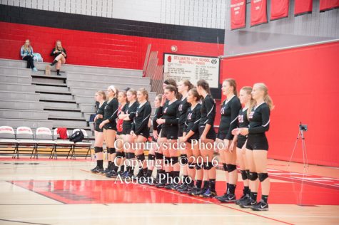 Photo Courtesy Brad Cornell - Countryside Photo
The girls all lined up, waiting for their name to be called. It does not take much to get our girls pumped up for a match. They are very competitive and really do a great job preparing themselves to play, says Fisher.