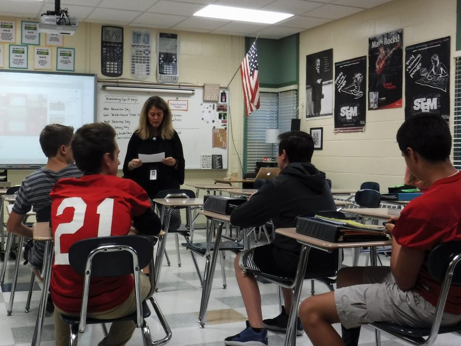 Students in an SJHS advisory class gaze around during instructions. I really think its that mindset, and that willingness to try, and that willingness to change when things arent working, VanScoy says.