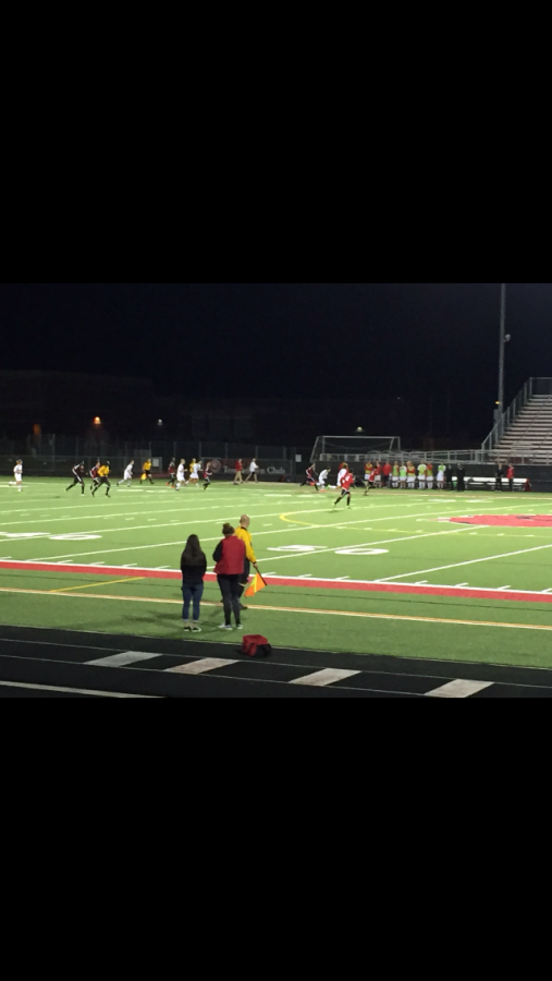 During the aggressive game against North St. Paul, both teams battle for the ball throughout the entire game.  