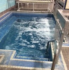 This is a picture of the River Valley Athletic Gym hot tub. Junior Evan Parker says, The hot tub is always super hot which is great and I enjoy going in it sometimes after I workout.