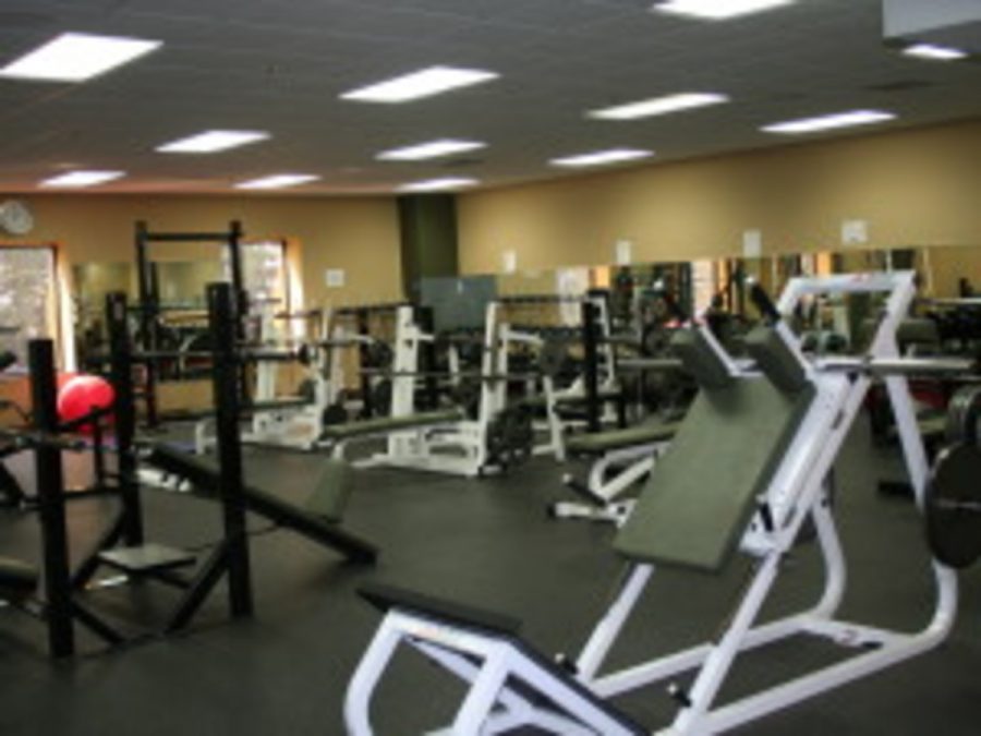 This is the River Valley Athletic Club upstairs weight area. Junior Evan Parker says, I enjoy going up to the weight room on the top floor from time to time, and they have anything that anyone would ever need in order to work out.