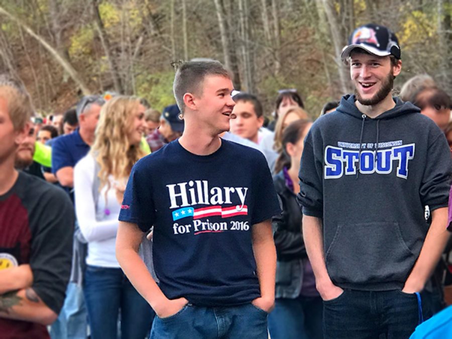 Supporters of Trump were very well spirited while waiting in line. As the sun set outside of the arena, supporters muse about how unfit Clinton is for presidency.