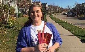 Cat Clements supporting Alan Kantrud as she goes door knocking in Stillwater on a Sunday afternoon. Shes friendly to the people we are on the phone with and at the doors, Yokanovich says.