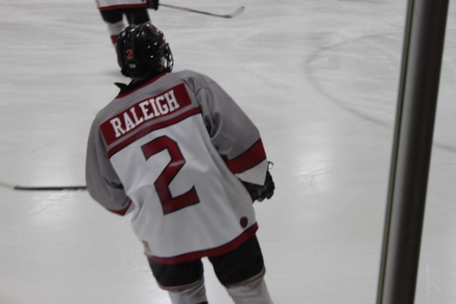 Photo by Ellie Speedling-
Raleighs jersey number is 2.   I like single digit numbers, said Raleigh, Its also the number my sister had during her high school hockey career.