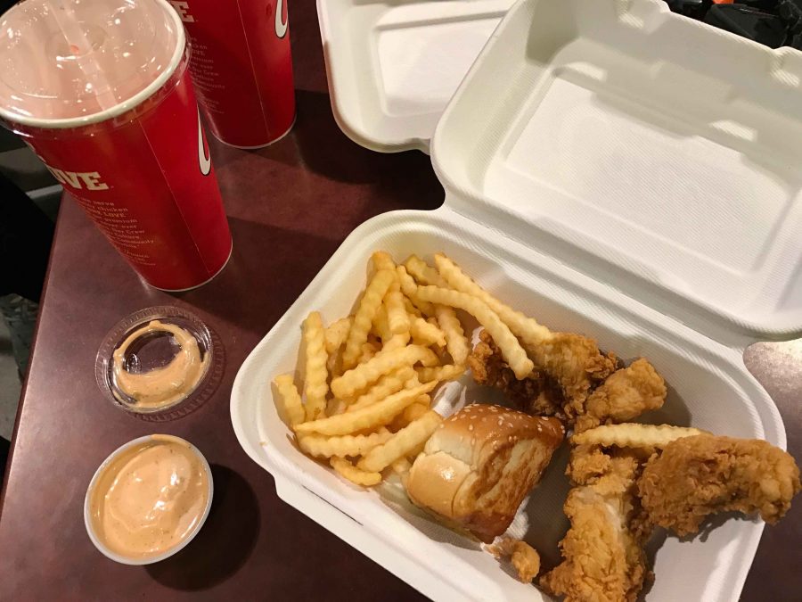 This is what a typical Canes meal looks like. It is served hot and fresh, and can be taken to-go or eaten at the restaurant. Junior Chloe Zurn says, The chicken is very good, but I think my favorite part would be the Texas toast.
