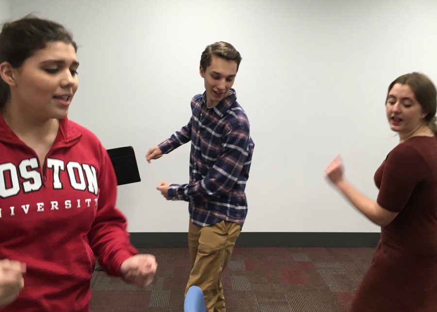 Junior James Wagner and seniors Matthew Dietrich and Jennah Slayton rehearse for Valentine’s serenades, a BLAST week tradition. “Generally, the vast majority of the money we make goes towards BLAST grants that Student Council gives out to teachers to help pay for things in their classrooms, such as new materials and fun additions to learning experiences,” senior Emera Balok explains.