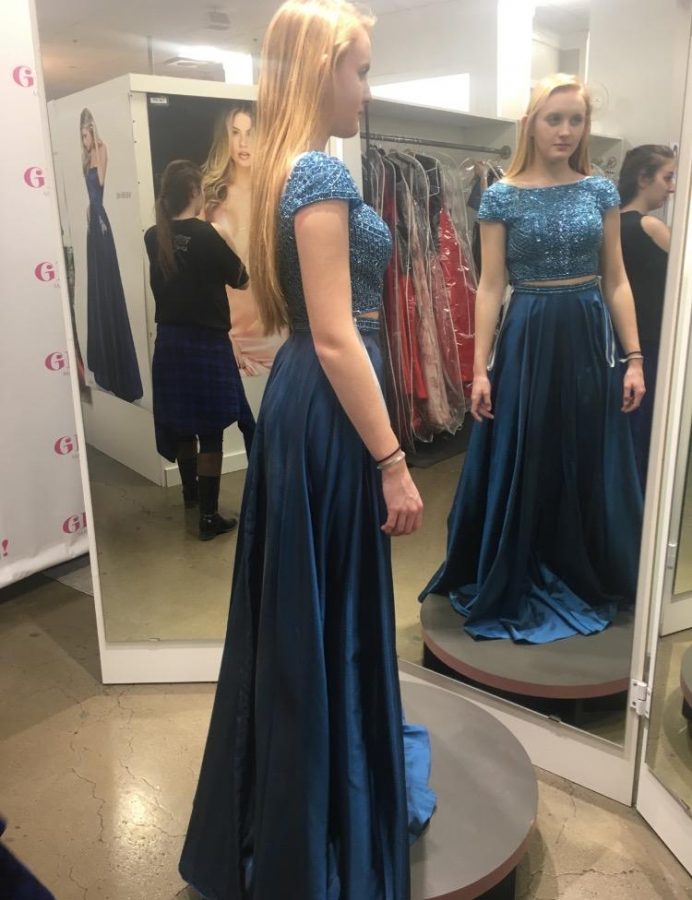 Michaela Born purchased a navy blue two piece for prom. Born said, “I love my two piece because it fits my figure so well and I think it would be flattering on anyone.”