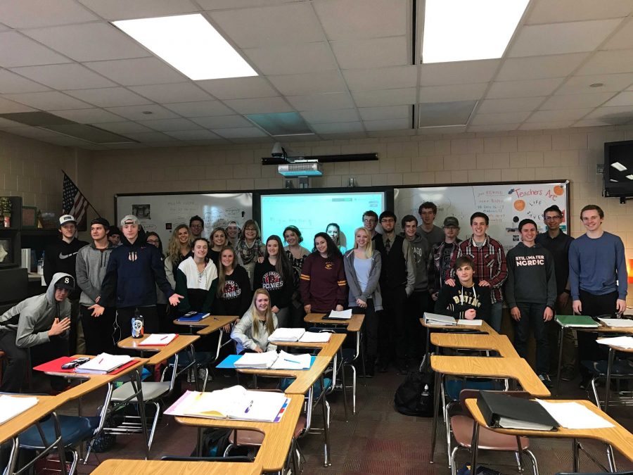 This is a photo of Gunvalsons 5th hour. Gunvalson tries to implement a team attitude in each of her classes. Gunvalson says, AP Calculus is a team and everyone works together towards the AP test in May.