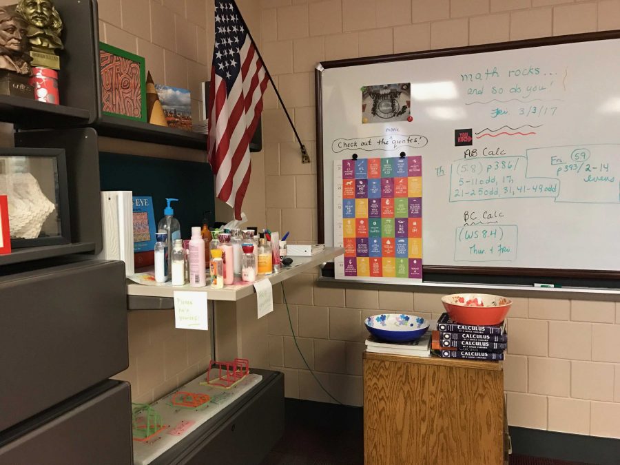 Gunvalson keeps various lotions and mints in the corner of her room, open to any student who needs it. Gunvalson says, One of my daughters teachers said that mints stimulate the brain so I thought Ill try that! I hope it makes my students a bit more comfortable, along with the lotion I keep.