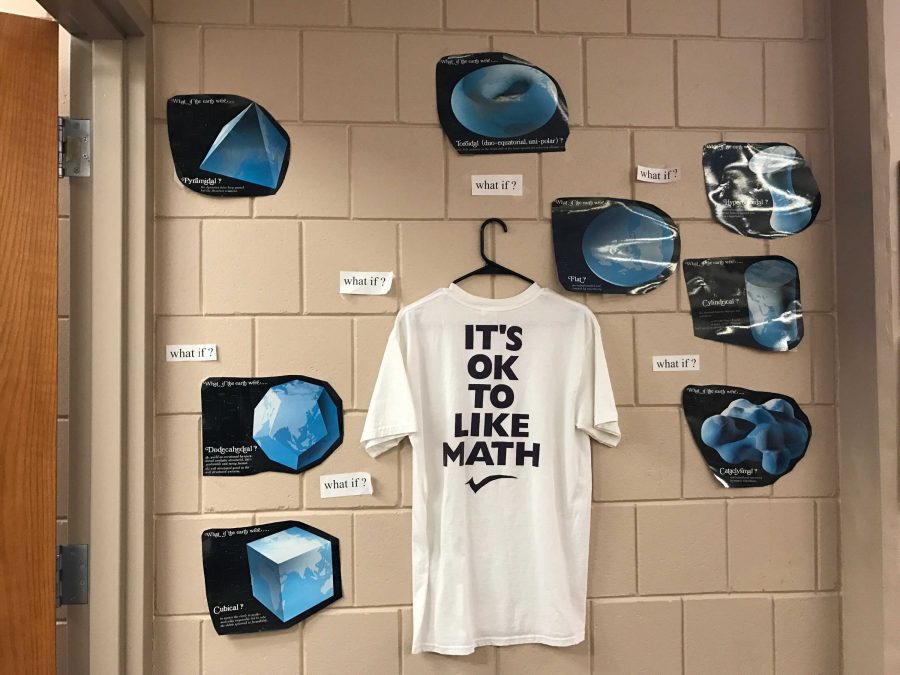 This is a photo of the math league shirts in one of the previous years. Gunvalson is one of the advisors to this club. Gunvalson says, Math league is a lot of fun and I hope Ive encourage people to think math is cool. The students have a lot of fun making the different designs for the shirts.