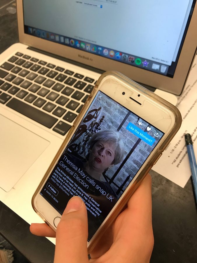 This is a photo showcasing some of the news that can be found on a hand-held device. This news story came from Twitter and is easily accessible by all Twitter users. Junior Ava Pagnucco says,  I use Twitter to get a lot of my news because it is fast and easy.