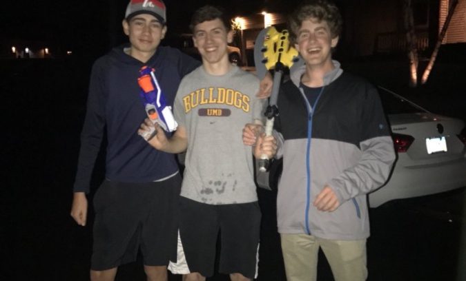 Photo Courtesy of: Stillwater Nerf 2017 Twitter Page

Teammates take down multiple opponents during the day or during the night. 
“Jack Maghrak with the double kill on Gunnar borges and max Timmons for Brackas
 15 and 16th kill #47,” the Tweet on the Stillwater 2017 Nerf page reads. 
