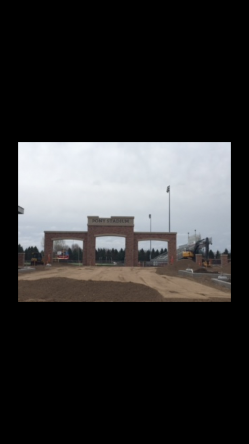 The newly added entrance to Pony Stadium, the arc is where fans will walk in. Football quarterback Mark Roettger says, “It is a super cool addition, it definitely adds sparkle to the field.”
