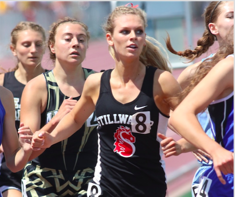 Hannah Anderson running in one her events in track. Anderson says one of her favorite memory from high schools sports is, “Winning 3rd place at State in the 4x800 for track my sophomore year while also setting the school record.”