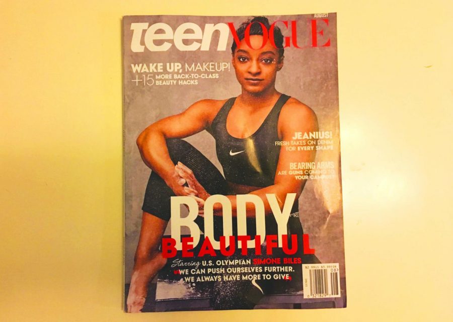 This is a picture of gold medal gymnast, Simone Biles. This picture could have been easily retouched a lot or could have been barely retouched. It is hard for anyone to know anymore. The cover says “Body Beautiful” and could easily lead girls to think this is the only way they can be beautiful. “Whenever I look at a photo of a model in a magazine I always want to have their body or their face. I always wonder how they are able to look that way and never think that photoshop makes them look. I just think they naturally look this way,” junior Bakange Ajak says.
