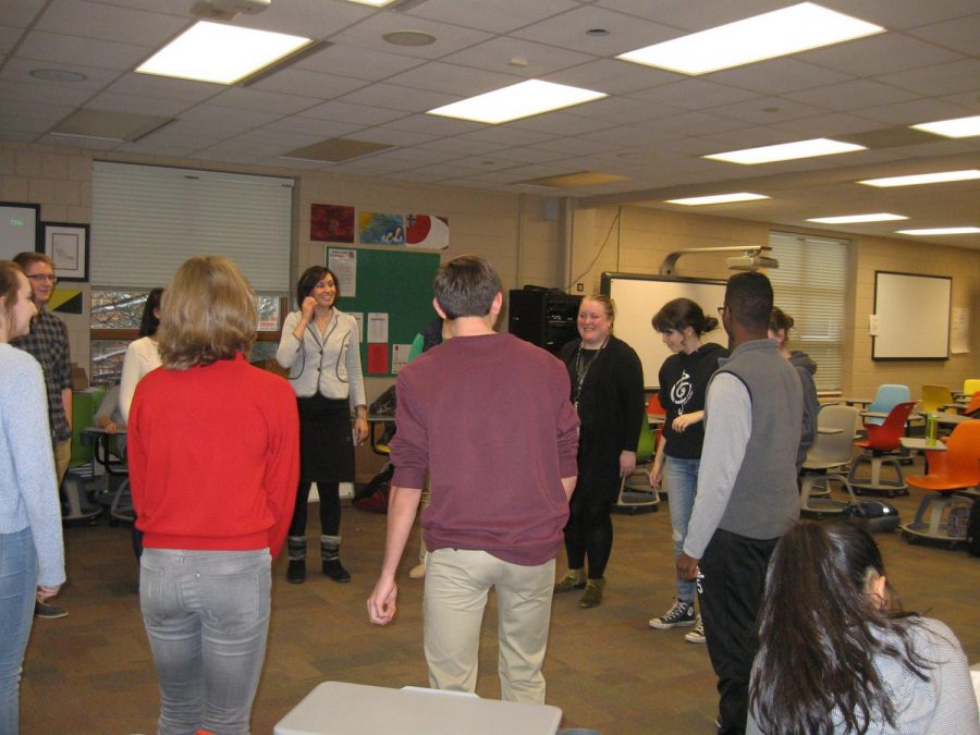 Members of speech club play a get to know you game. Speech club helps improve a students critical thinking skills. English teacher Elizabeth Lamb explains, “There is a lot of energy in the group this year.”