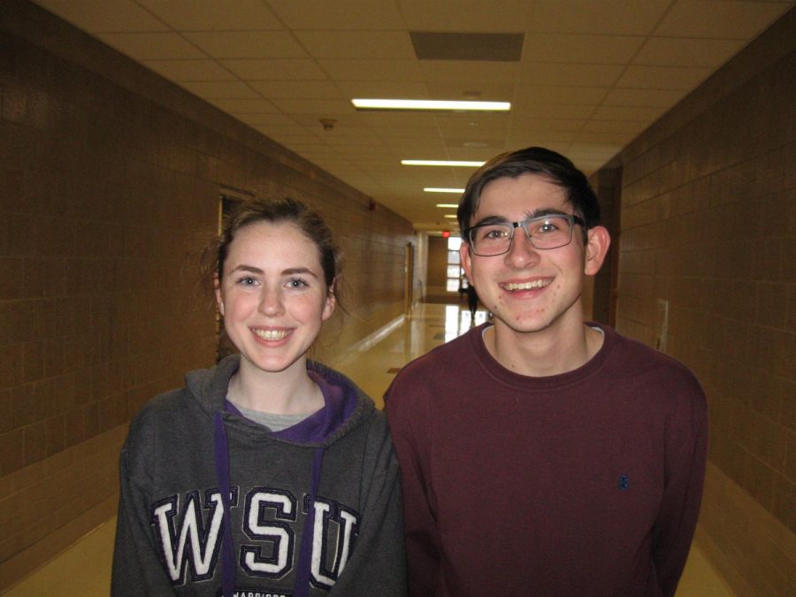 Two of the three co-captains, seniors Noah Schraut and Grace Luloff, gather for a picture after their second official meeting of the season. Schraut explains, “I really like the team aspect.”