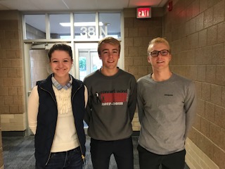 These four seniors are named semifinalists in the National Merit Scholarship Program. Abigail Banks-Hehenberger, John Maloney, Elias Roll and Keenan Walker (not pictured) are among just 16,000 seniors in the nation to earn the recognition.