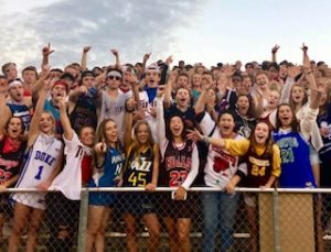 The Ponies student fans going wild at the jersey themed football game at Roseville on September 14.