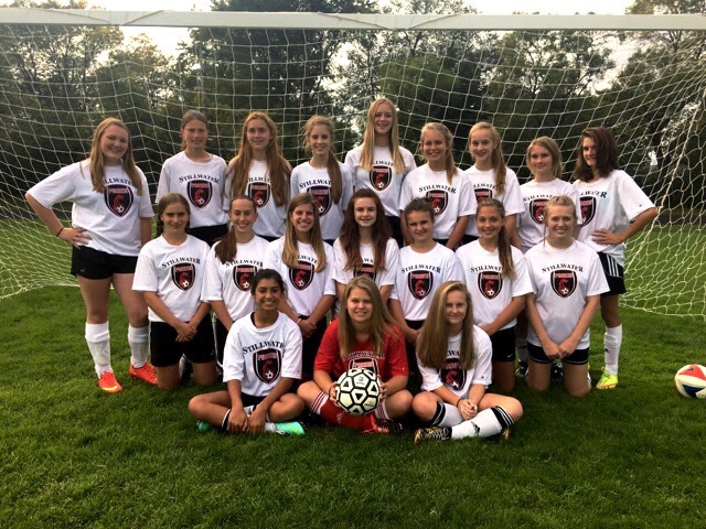 This is the Stillwater Area High School girls B squad soccer team getting there photo taken for the yearbook