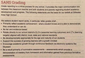 The schools strong beliefs for a strong academic grading system. 