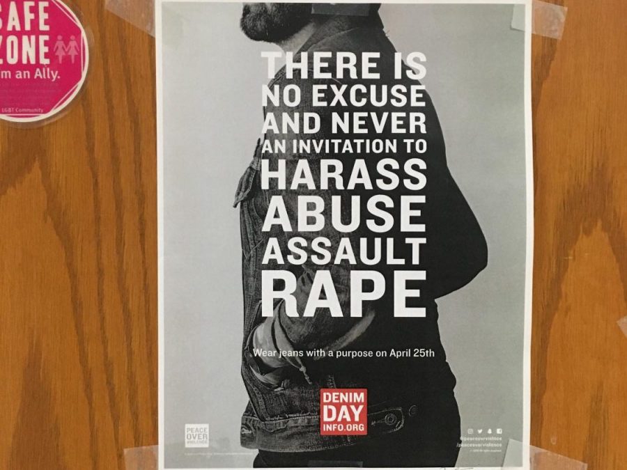 Sexual harassment posters are scattered around the school to spread awareness.